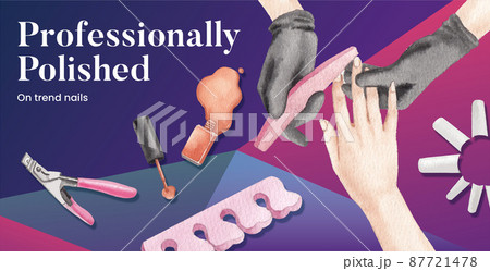 Billboard template with nail salon concept,watercolor style 87721478