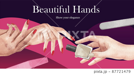 Billboard template with nail salon concept,watercolor style 87721479