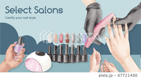 Billboard template with nail salon concept,watercolor style Billboard template with nail salon concept,watercolor style 87721480