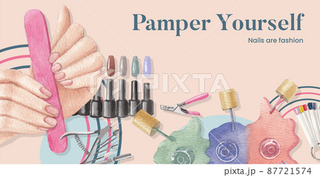 Billboard template with nail salon concept,watercolor style Billboard template with nail salon concept,watercolor style 87721574