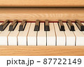 木製ピアノの鍵盤のクローズアップ 87722149