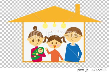 為一個四口之家完成了我的家!一家人和睦相處的家庭形象插圖·四口之家 為一個四口之家完成了我的家!一家人和睦相處的家庭形象插圖·四口之家 87722496