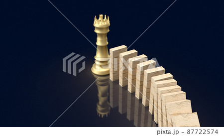 The king chess and  wood domino for business concept 3d rendering 87722574