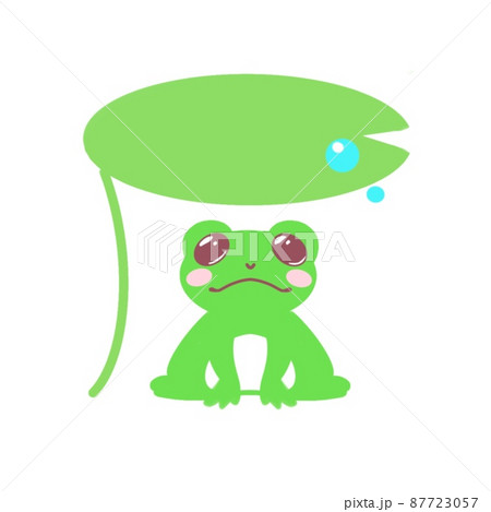 蓮の葉の傘とカエルのイラスト 87723057