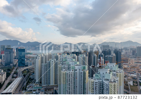 the cityscape of Kwun Tong Bypass, hk 12 March 2022 87723132