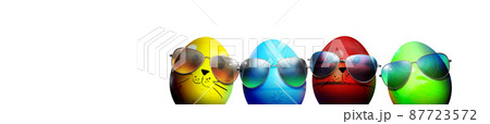 Beautiful Easter background with colorful Easter eggs 87723572