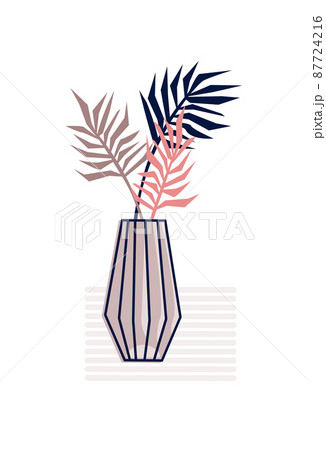 Vector illustration of a flower arrangement in pastel colors. Flowers with vase. For Valentine's Day. Poster for the interior, postcard, congratulation. In hand-drawn style 87724216