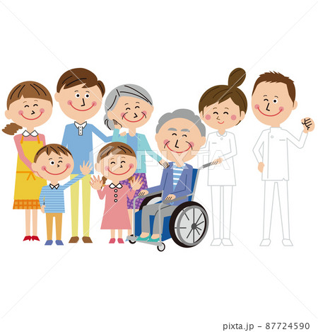 ポップな家族　お見舞い　3世代家族　介護　おじいさん 87724590