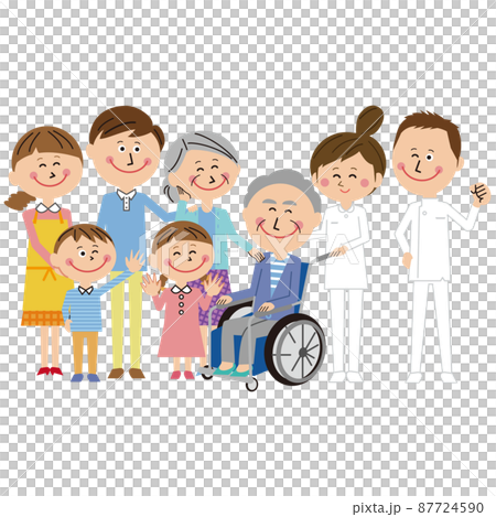 ポップな家族　お見舞い　3世代家族　介護　おじいさん 87724590