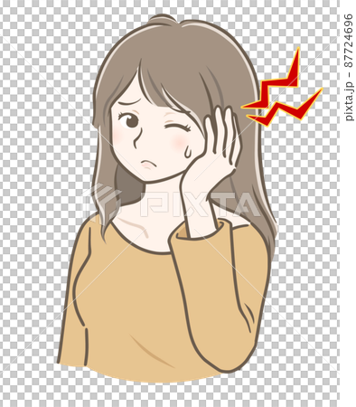 長頭髮、輕度頭痛的年輕女子 長頭髮、輕度頭痛的年輕女子 87724696