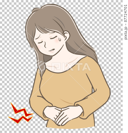 一個長頭髮的年輕女人胃痛 87724701