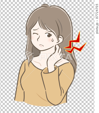 長頭髮的年輕女人脖子疼 長頭髮的年輕女人脖子疼 87724703