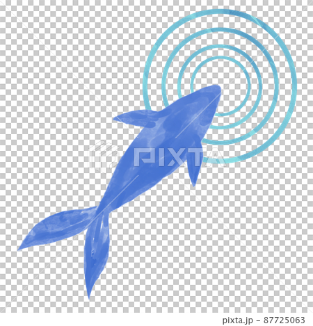 Illustration material Watercolor goldfish and ripples blue Illustration material Watercolor goldfish and ripples blue 87725063