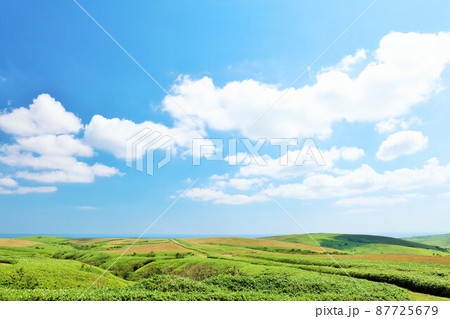 北海道　夏の青空　宗谷丘陵からの風景 87725679