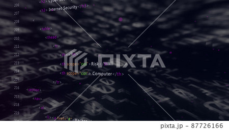 Image of warning text, binary coding and data processing over grid Image of warning text, binary coding and data processing over grid 87726166