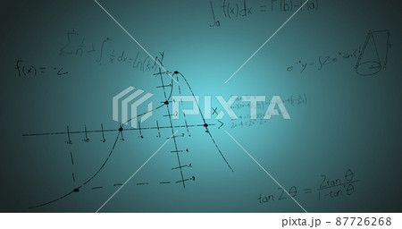 Image of handwritten mathematical formulae over blue background Image of handwritten mathematical formulae over blue background 87726268
