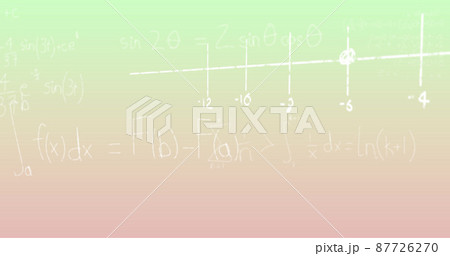 Image of handwritten mathematical formulae over green to pink background Image of handwritten mathematical formulae over green to pink background 87726270