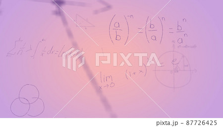 Image of handwritten mathematical formulae over purple background Image of handwritten mathematical formulae over purple background 87726425