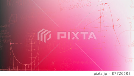 Image of hand written mathematical formulae over pink background Image of hand written mathematical formulae over pink background 87726502