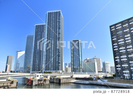 朝潮小橋より黎明大橋/朝潮運河周辺を望む(東京都中央区)【2022.2】 朝潮小橋より黎明大橋/朝潮運河周辺を望む(東京都中央区)【2022.2】 87728918