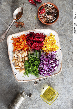 salad with vegetables on plate, diet food 87729093