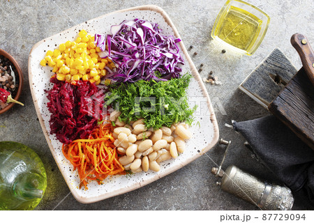 salad with vegetables on plate, diet food 87729094