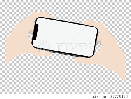 スマートフォンを持つ手 87729174