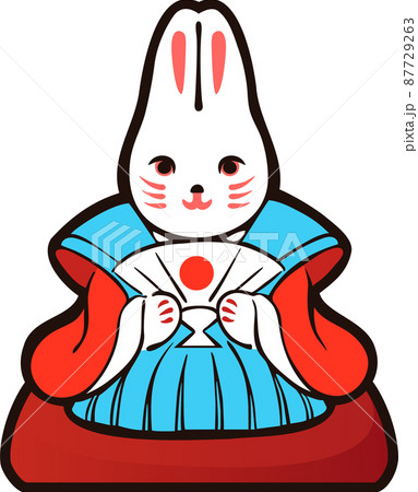 年賀23 年賀状素材 兎年 うさぎ 人形 卯年 卯 うさぎ年 かわいい シンプル 和風 イラストのイラスト素材