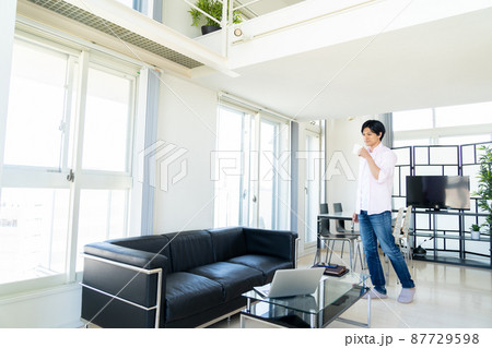 テレワーク　男性　パソコン　ライフスタイル　カジュアル 87729598