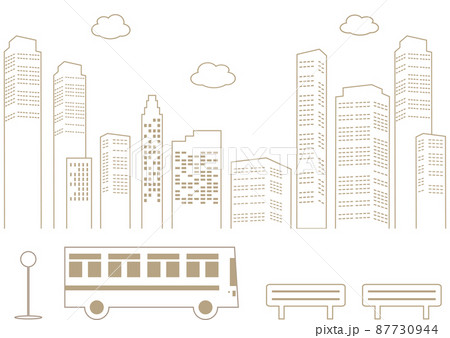 都心のバス停　線画 87730944