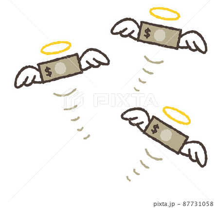 消えていくドル紙幣のイメージイラスト 87731058