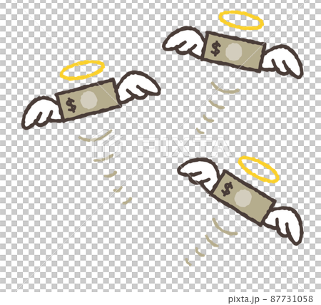 消えていくドル紙幣のイメージイラスト 87731058