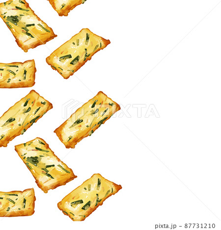 手描き水彩のちぢみイラスト正方形フレーム・左 87731210