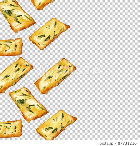 手描き水彩のちぢみイラスト正方形フレーム・左 87731210