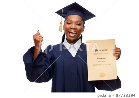 happy female graduate student with diploma 87733294