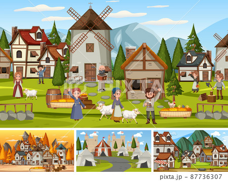 Set of different scene medieval Set of different scene medieval 87736307