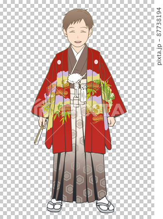 Shichigosan Kimono Vector Illustration (5-year-old boy) 87738194