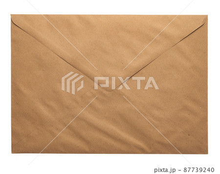 Recycled craft paper envelope isolated white background 87739240