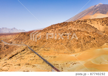 the desert landscape of the red planet similar to Mars. Teide National Park on the island of Tenerife.canary Islands, Spain 87740292