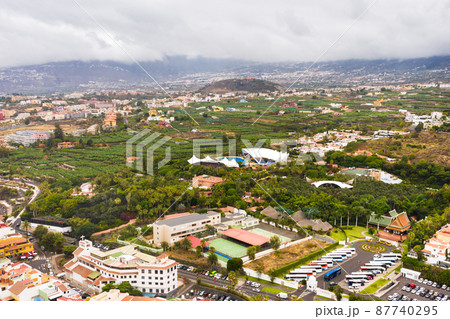 Top view of the city of Puerto de la cruz on the island of Tenerife, Canary Islands, Atlantic Ocean, Spain 87740295