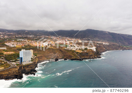 Top view of the city of Puerto de la cruz on the island of Tenerife, Canary Islands, Atlantic Ocean, Spain Top view of the city of Puerto de la cruz on the island of Tenerife, Canary Islands, Atlantic Ocean, Spain 87740296