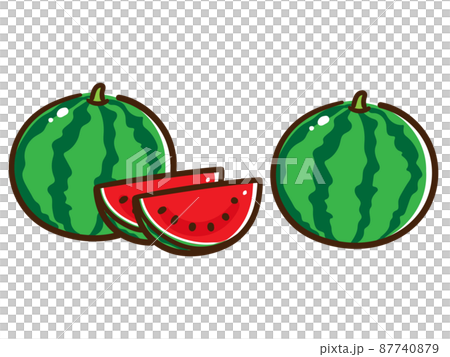 かわいいスイカの手書き風イラストセットのイラスト素材