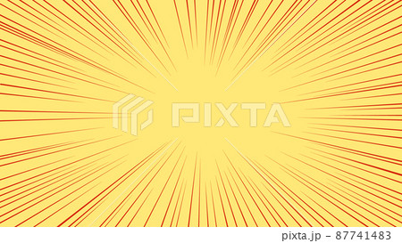黄色に赤色の集中線の背景ベクター素材 87741483