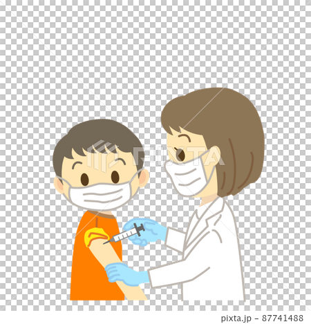 Illustration material: New corona vaccination for children aged 5 to 11 started (pediatric vaccination / mask / no main line) 87741488