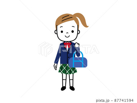 制服姿で立っているポニーテールの女子学生 87741594