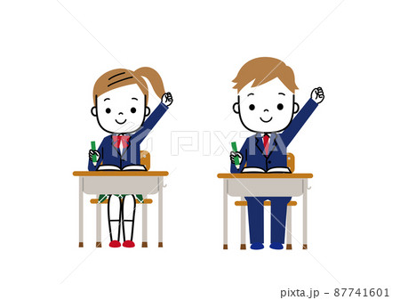 勉強しながら握りこぶしをあげる学生 中学生 高校生 勉強しながら握りこぶしをあげる学生 中学生 高校生 87741601