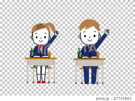 勉強しながら握りこぶしをあげる学生 中学生 高校生 勉強しながら握りこぶしをあげる学生 中学生 高校生 87741601