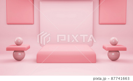 Pink Abstract geometry shape background. Pink podium minimalist mock up scene for cosmetic or another product, 3d rendering Pink Abstract geometry shape background. Pink podium minimalist mock up scene for cosmetic or another product, 3d rendering 87741663