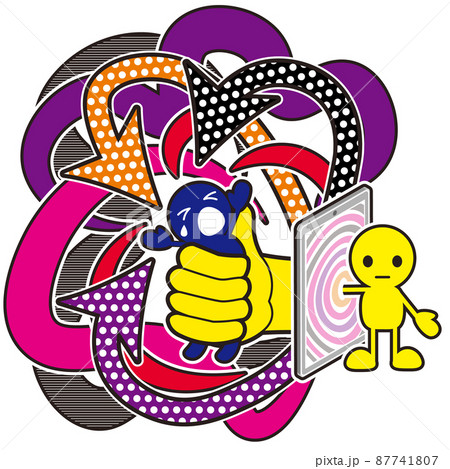 スマートフォンでインターネット上の相手を攻撃する人 87741807