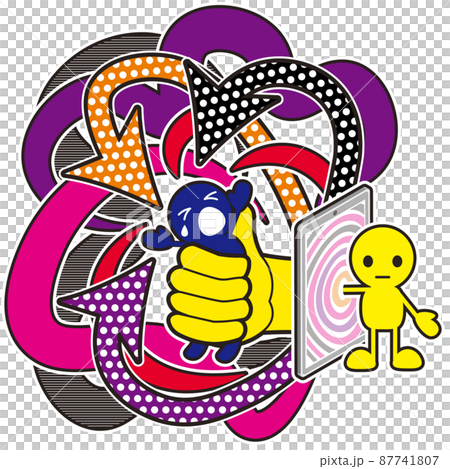 スマートフォンでインターネット上の相手を攻撃する人 87741807